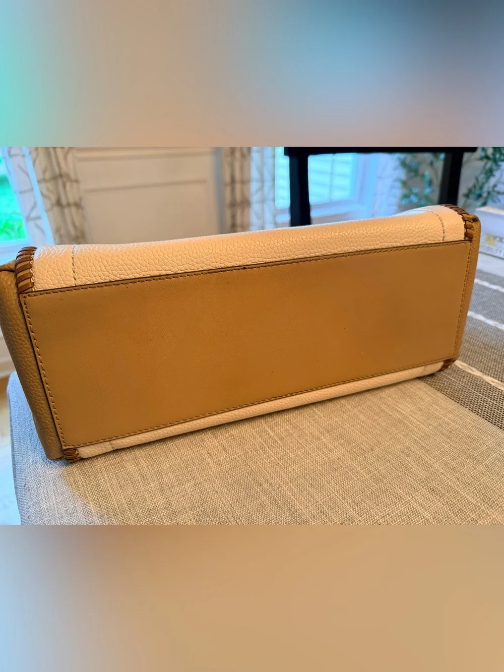 Michael Kors Carine Large Pebbled Leather Crossbody Bag (cream and brown)